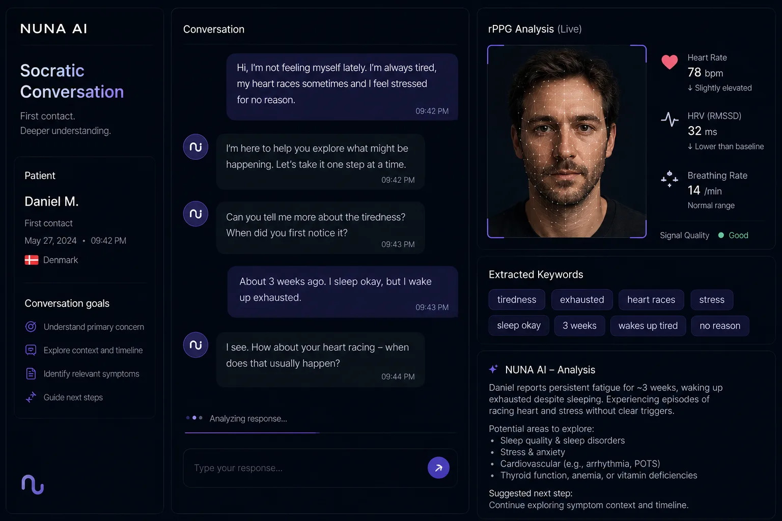 NUNA AI Socratic conversation interface